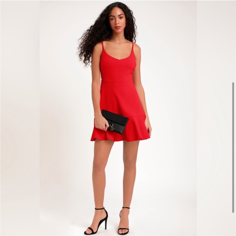 ❣️ LULUs Stylize Red Flounce Hem Mini Dress. Size MD. Great condition! - Picture 3 of 6